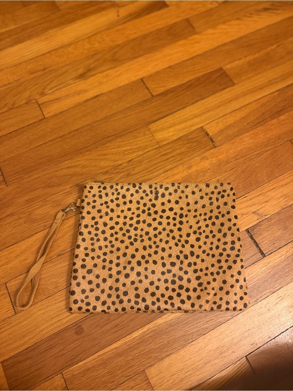 Katydid Tan Spotted Wristlet Clutch